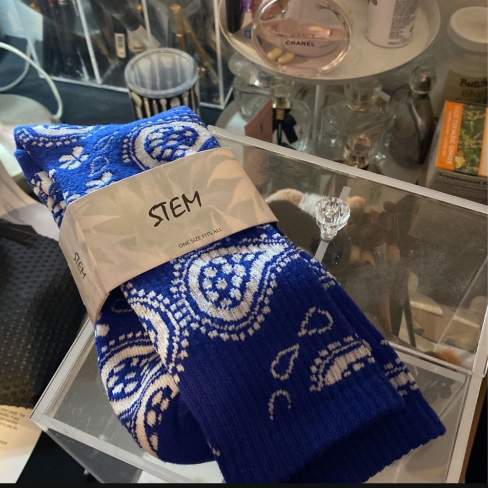 Blue Bandana print crew socks